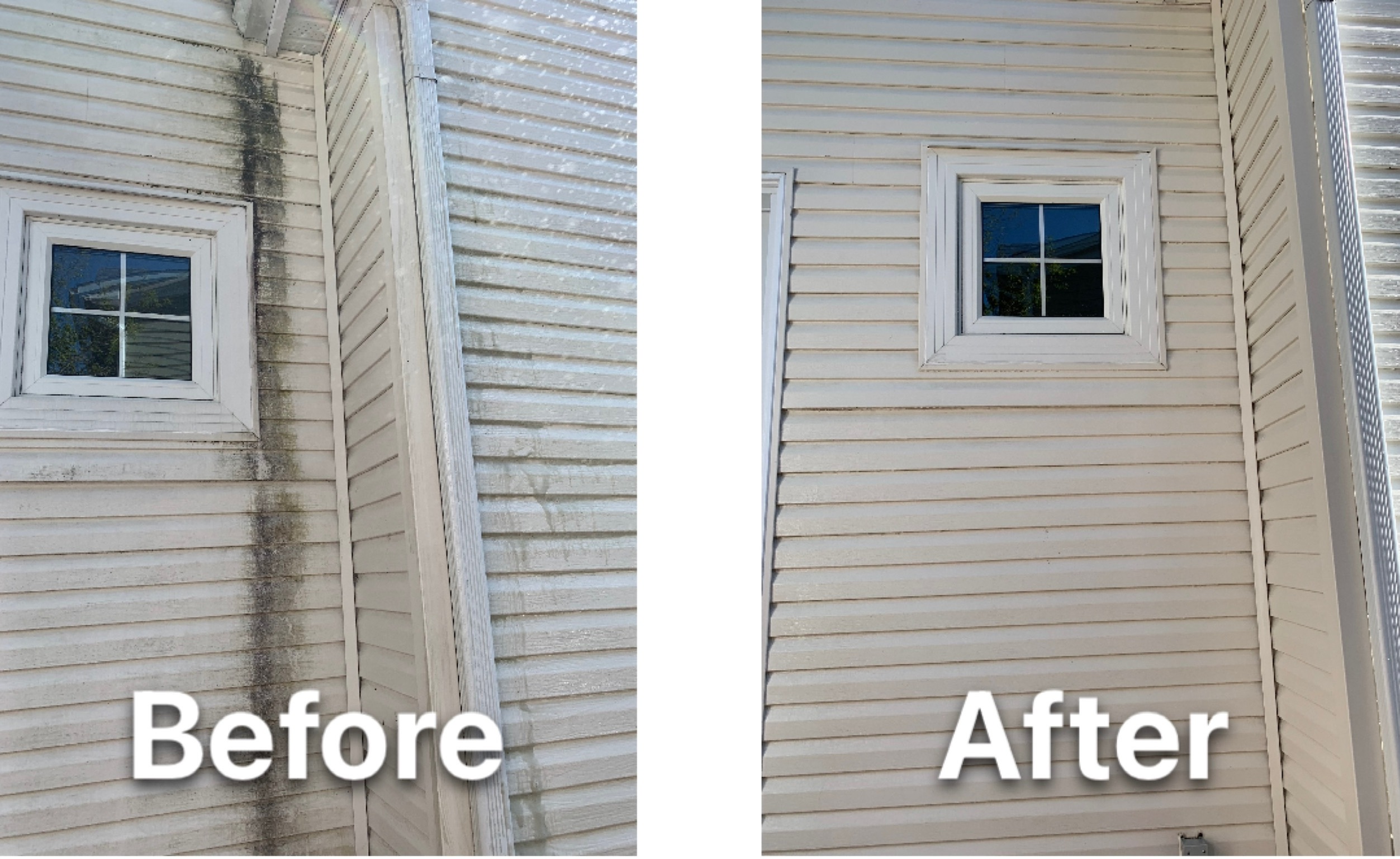 Before and after siding cleaning in Kanata